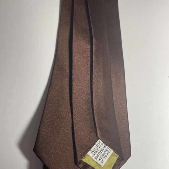 Vintage Brown Silk Tie with Orange Medallion Pattern Silk Fabric Switzerland - Picture 6 of 6